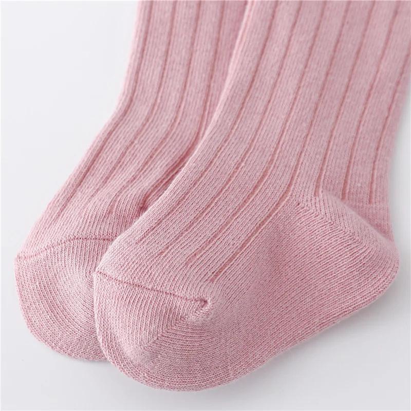 0-5 Jahre Baby Jungen Mädchen Lange Socken Baumwolle Einfarbig Gestreift Weich Kinder Knie Kinderstrumpf Schule Sport Babysocke 12 Farbe