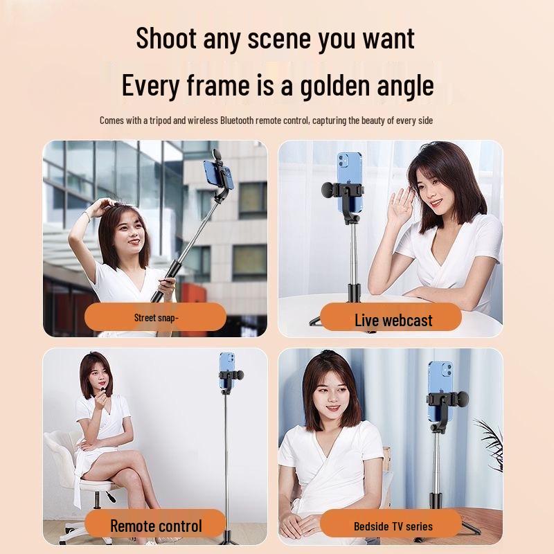 Portable Bluetooth Selfie Stick Tripod with Remote Control - Folding, Floor-Standing Design for Travel