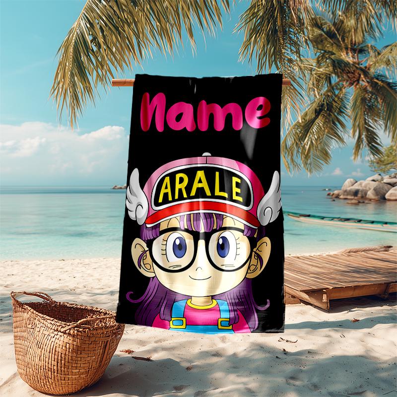 Personalized customized proof beach towel with Arale Norimaki  pattern - soft, absorbent, quick-drying, perfect swimming, camping&bathing