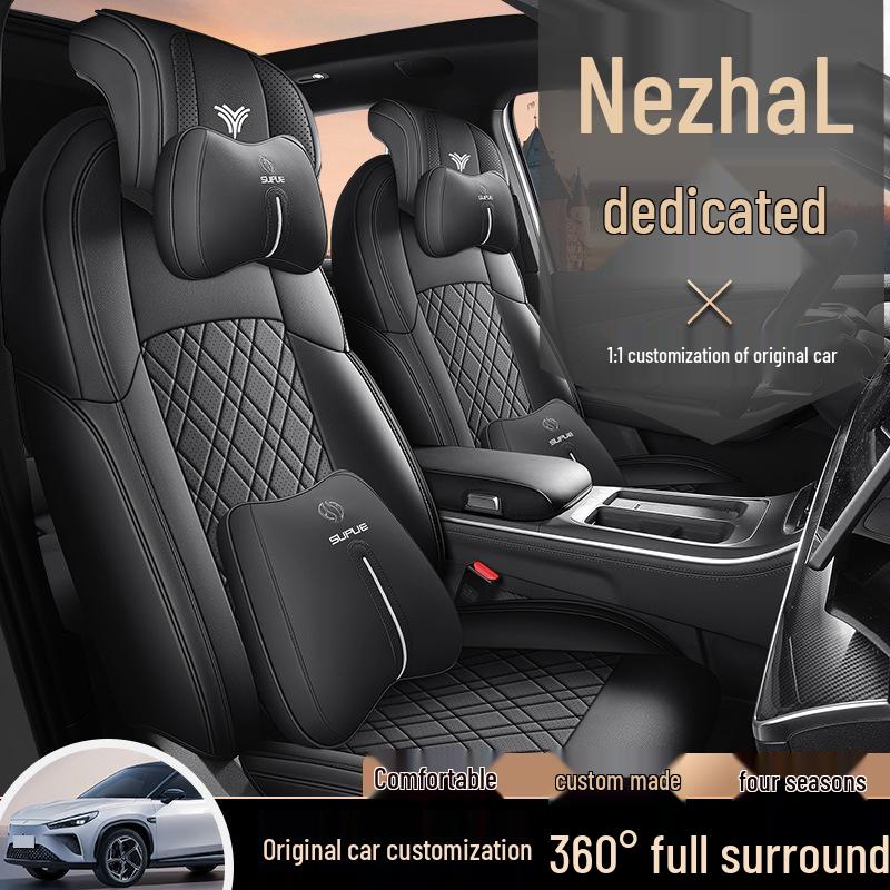 Nezha L Car Seat Cushion - New Model, Full Leather, Universal for All Seasons