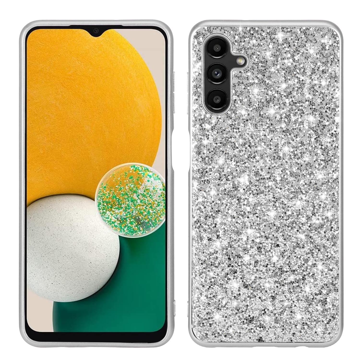 

For Samsung Galaxy A36 5G Case TPU+PC Sparkling Glitter Phone Back Cover Silver