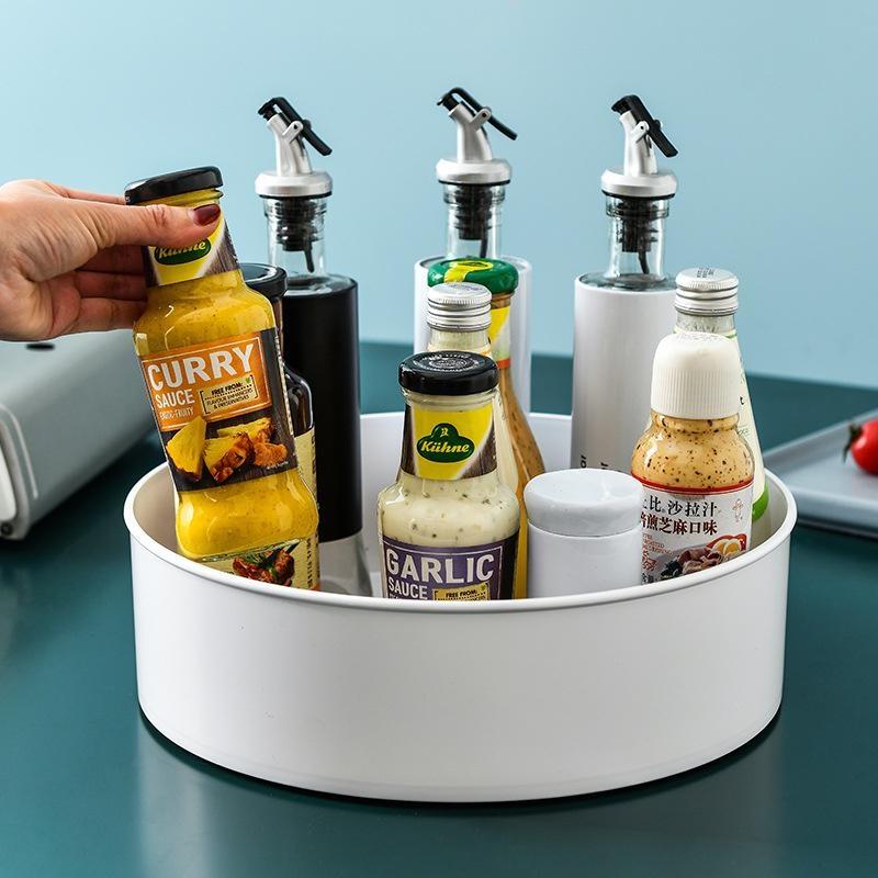 360 Rotation Non-Skid Spice Rack Pantry Cabinet Turntable with Wide Base Storage Bin Rotating Organizer for Kitchen Seasoning