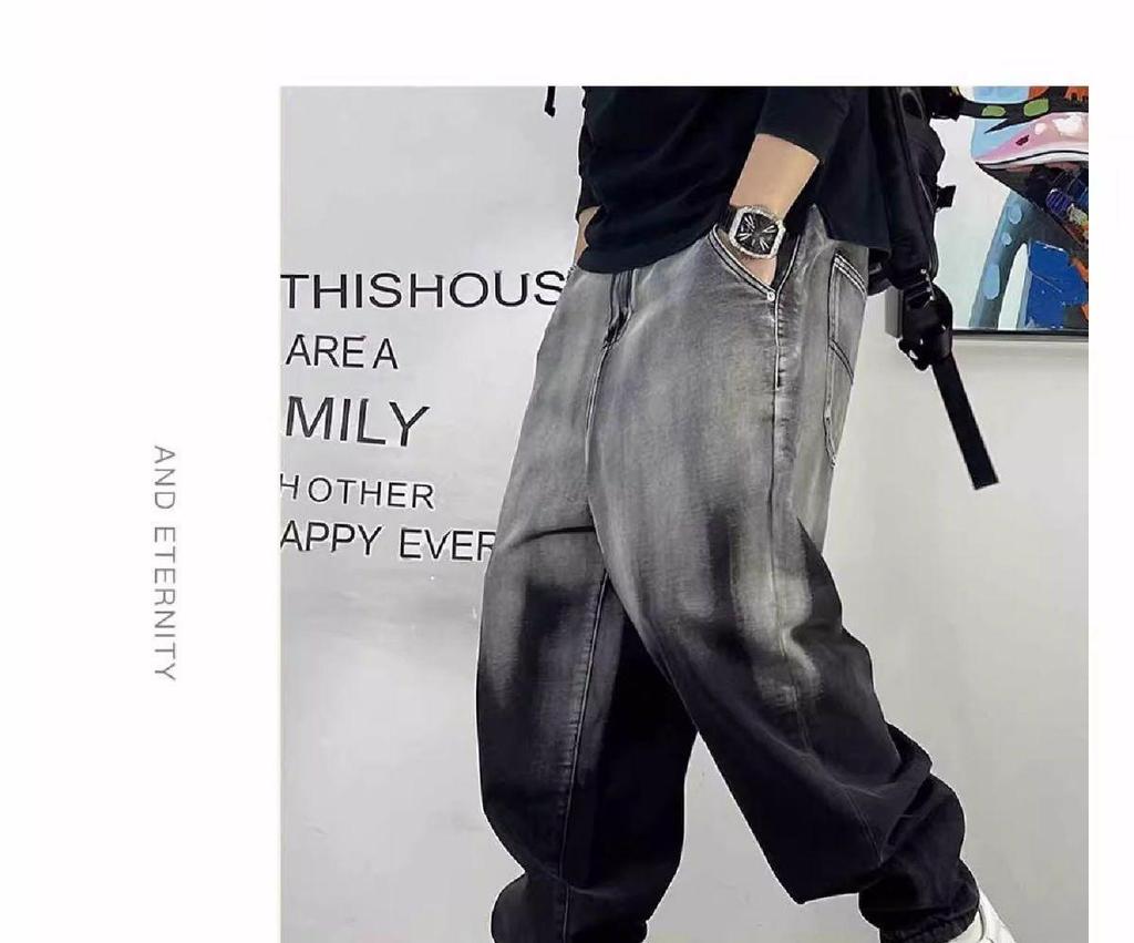 Herren Casual Retro Punk Harem Jeans - Lockere Passform, Weites Bein, Kordelzug-Design