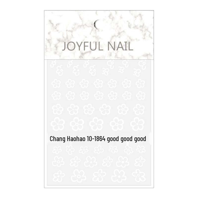 Elegant White Five-Petal Flower Watercolor Nail Stickers - Fresh Adhesive Decals