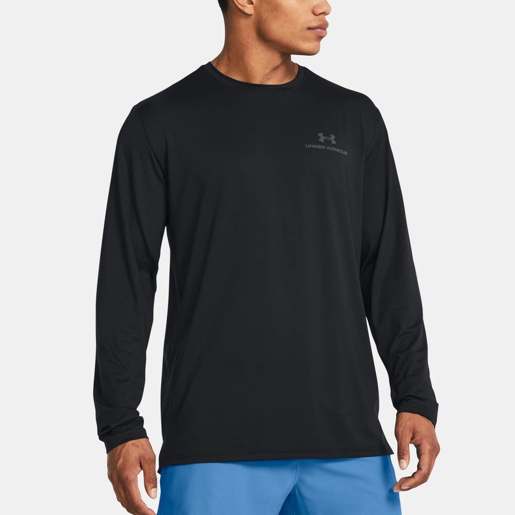 Under Armour Letter Logo Print Crew Neck Long Sleeve T-Shirt Men Tops Black 1385418-001