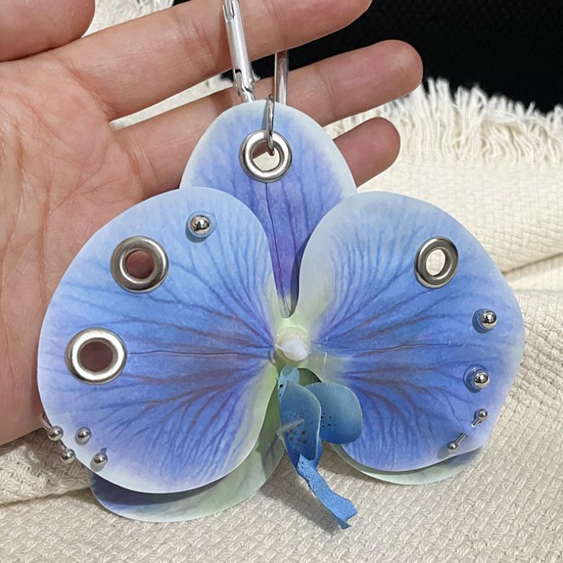 Women Girls Simulation Flowers Personality Artificial Butterfly Orchid Gift Alloy Fashion Accessories Pendant Ornament 5 Colors