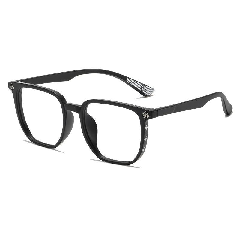 Fashion Black Frame Glasses Retro Square Anti-blue Light Flat Glasses Lightweight Non-Prescription Eyewear UV Protection Lenses