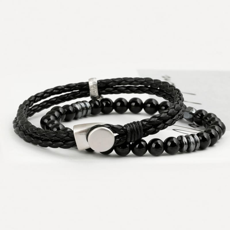 SHOVEOFF [Set Product] SVB-#198 Leather/Onyx Bracelet SET