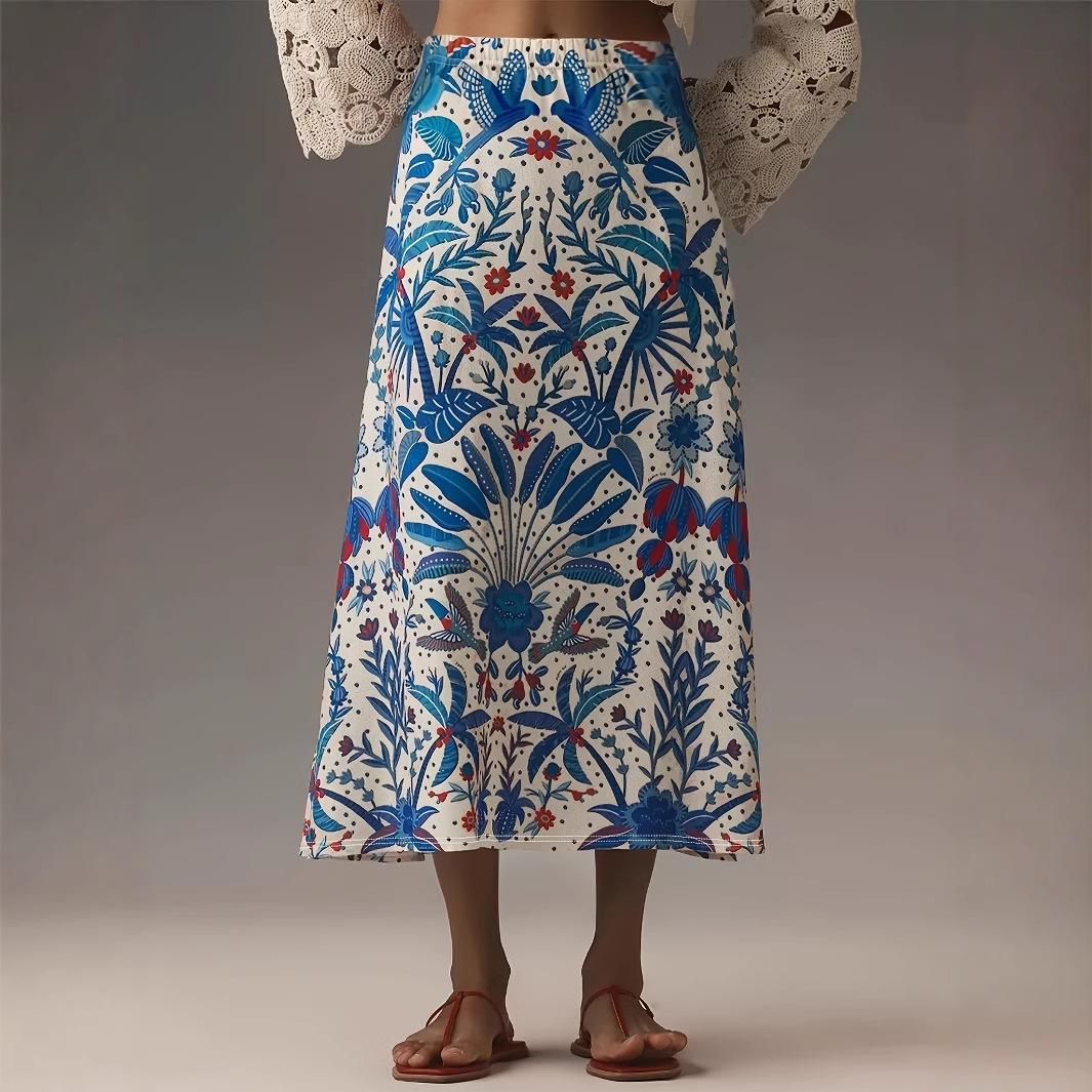 

JKASHDK Женские повседневные юбки с цветочным принтом на лето и весну XXL