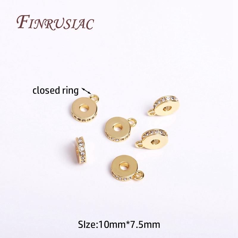 18K Gold Plated Zircon-Set Pendant Bail with Open/Closed Ring Connector For DIY Jewelry Making Supplies Accessories Wholesale