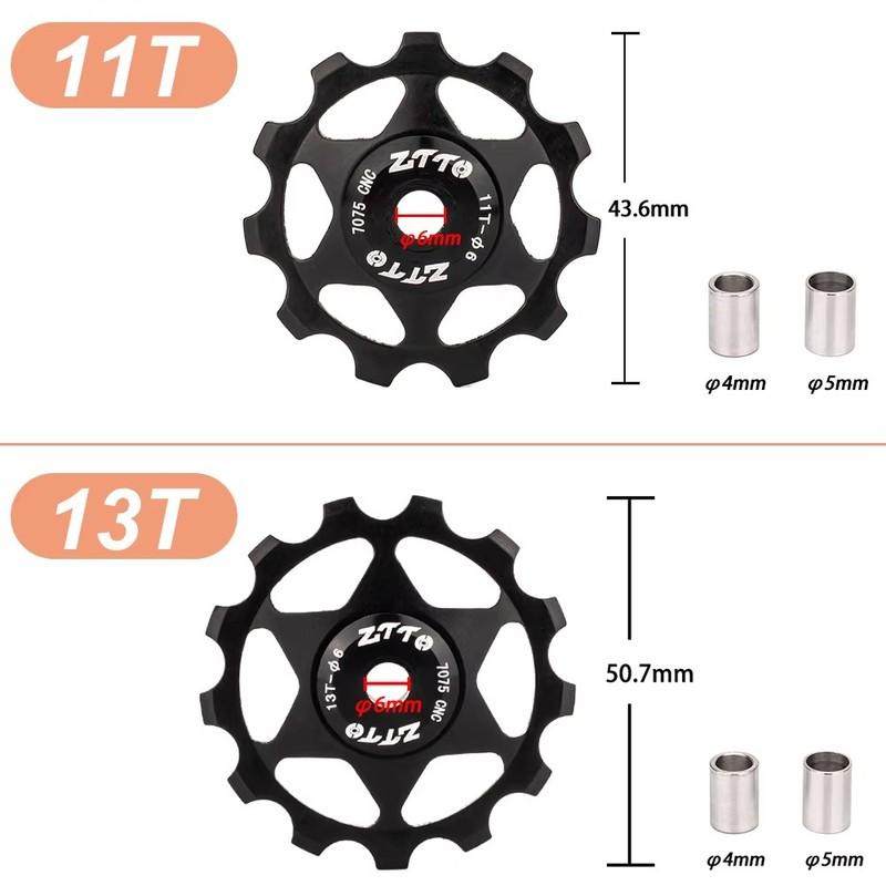 ZTTO 11T 13T MTB Bicycle Rear Derailleur Jockey Wheel Steel Bearing Pulley AL7075 CNC Road Bike Guide Roller Idler 4mm 5mm 6mm