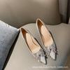 [Spot] Silver bow high heels women's 2025 new pointed stiletto crystal wedding shoes Xiuhe wedding dress