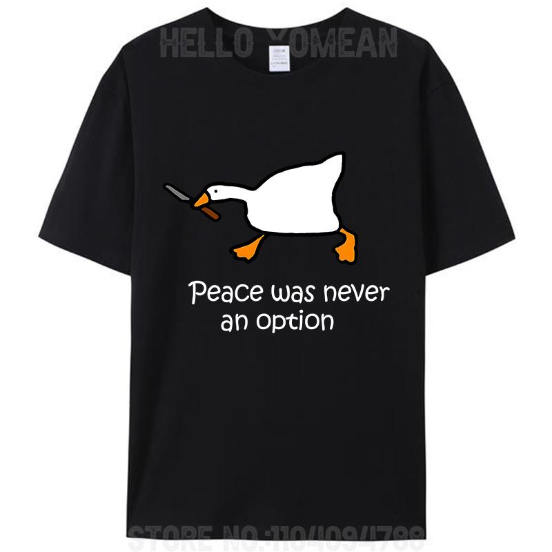 Peace Was Never An Option Cute Duck Lover Women Men's T-Shirt Clothing Cotton Round O-Neck Tees Shirts Tops Classic Gifts