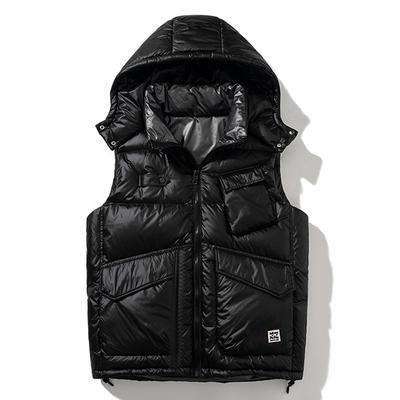 Fashion Autumn Winter Down Vest for Men Black Waterproof Sleeveless Coats Hooded Casual Vintage Thick Warm Outerwears