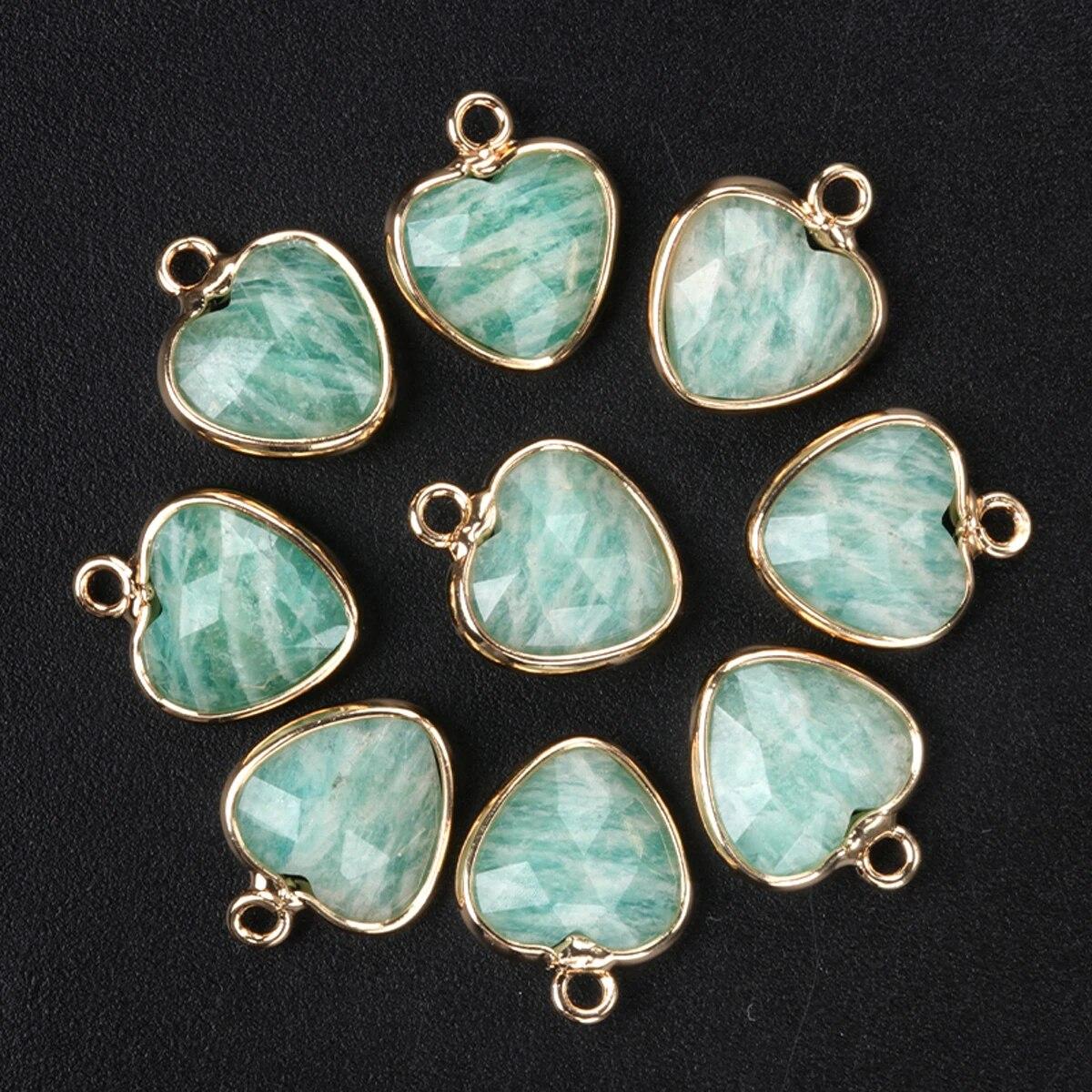 

2 шт. небольшой кулон из натурального камня амазонит в форме сердца граненый кулон для изготовления ювелирных изделий DIY ожерелье серьги аксессуар 11mm