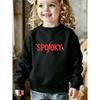 Sweatshirt for Girls and Boys In Autumn And Winter, Featuring "SPOOKY Chili Letter" Print - Casual Crew Neck, Long Sleeve Pullover for Everyday