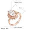 Classic Big Oval Natural Zircon Ring For Women Fashion  Rose Gold Color Crystal Flower Daily Vintage Jewelry