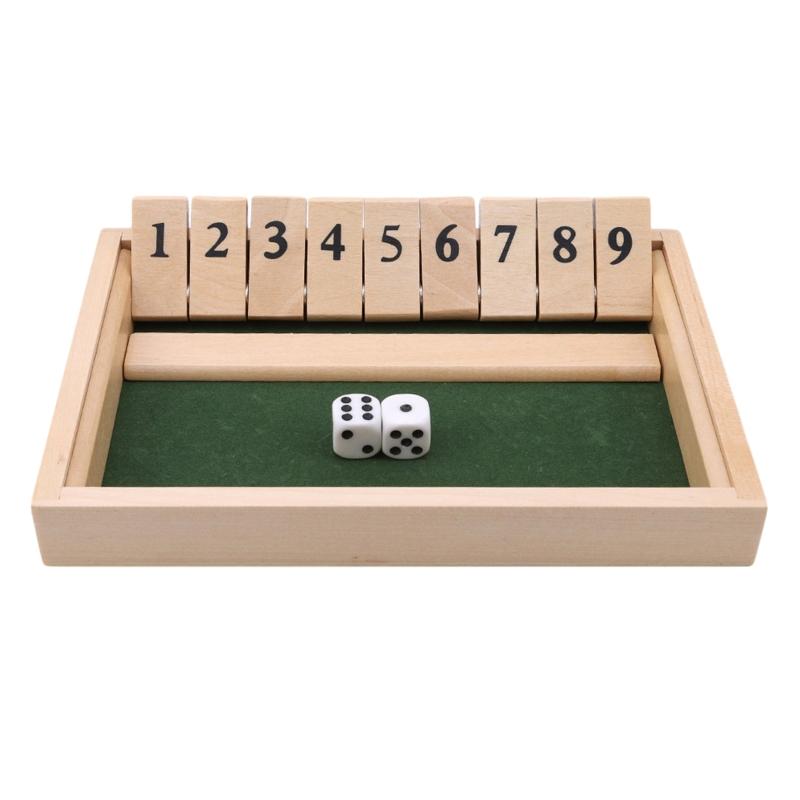 Classic Game Shut the Box Bar Game for W/ 9 Digital Tile 2 Dice for Party Desktop Men Women Interaction Family Gathering
