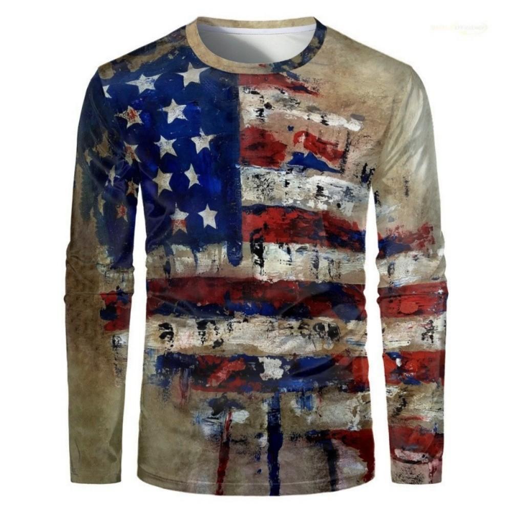3D Abstract Swirl Pattern Long Sleeve T-Shirt, Stylish Men's Casual Top