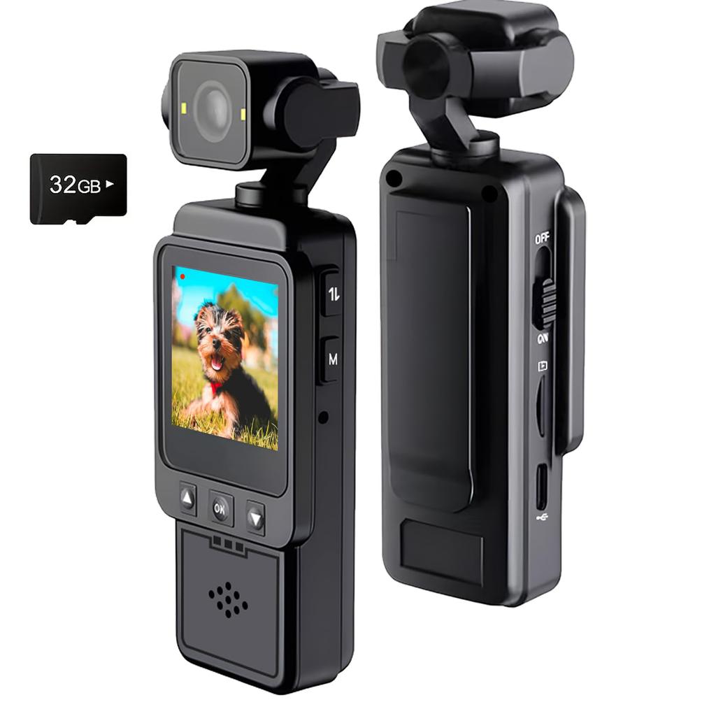 FHD 2.5KPocket Recorder: Ultra-Compact & Wearable 180° Rotatable Night Vision Lens, Loop Recording - Ideal For Travel, Sports