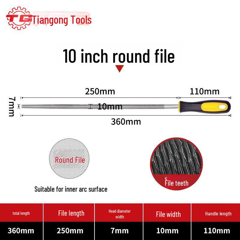 Tiangong High Carbon Steel Woodworking File Set: Triangular, Poking Knife, Round File for Benchwork and Grinding.
