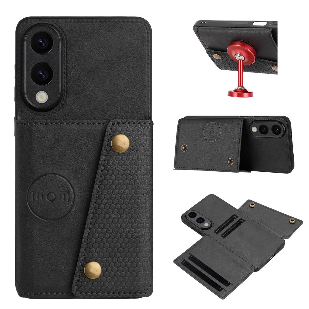 For Samsung Galaxy S25 Edge Case with Card Slots Kickstand Leather+TPU Phone Cover