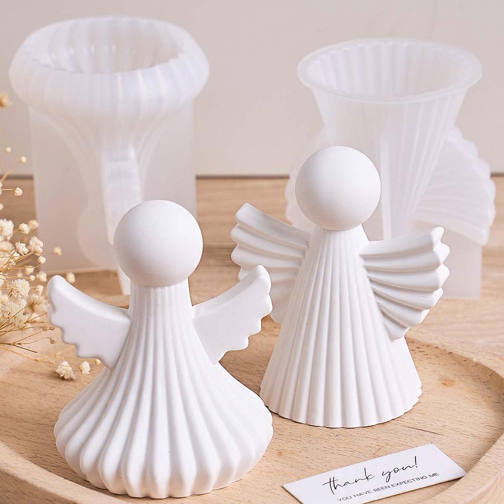 New 3D Simplicity Angel Silicone Candle Mold DIY Wing Stripe Angel Craft Gifts Making Soap Plaster Resin Casting Molds Home Deco