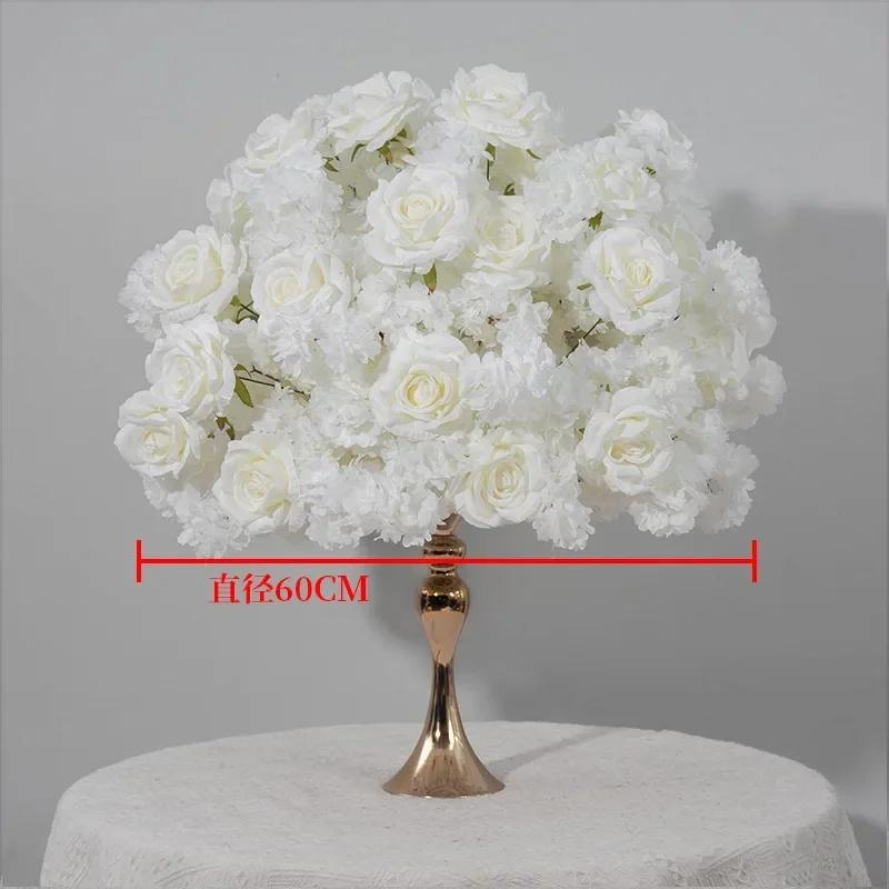 Cuatomized Size Artificial White Rose cherry blossom Large Flower Ball Table Centerpieces Wedding Decor Road Lead Flower Ball