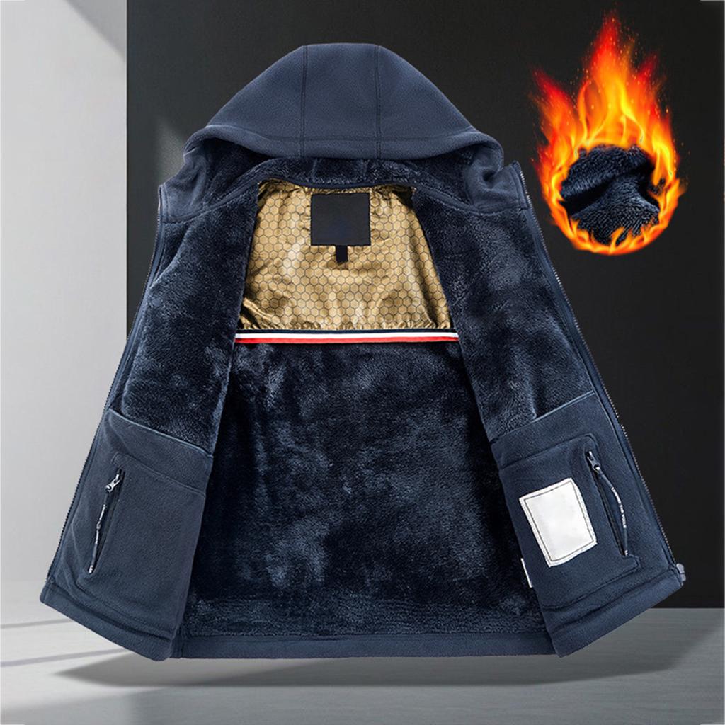 Unisex Heated Pocket Hooded Jacket Unisex Casual Warm Long-Sleeve Outerwear