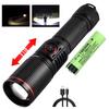 Aluminum Alloy White Laser Powerful LEP Flashlight 18650 or 21700 Battery Zoom Torch Light Lamp with Tail Rope Power Indicator