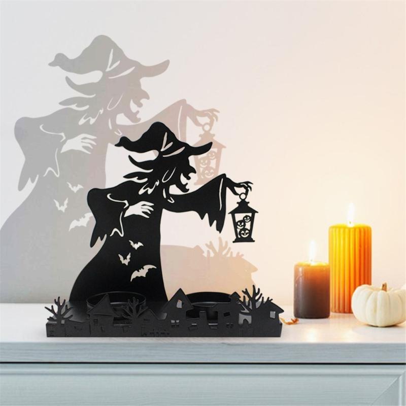 Witches Shape Iron Candle Holder,Witches Lamp Candle Stand for Halloween Party and Haunteds House Display