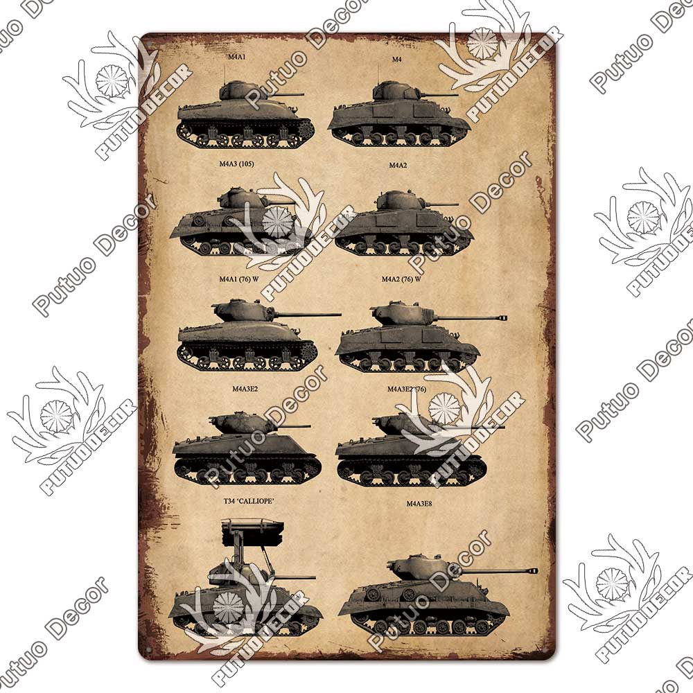 Putuo Decor Panzer Blechschild Metallschild Dekorative Vintage-Dekor Plakette Wanddeko Garage Man Cave Clubraum Zuhause