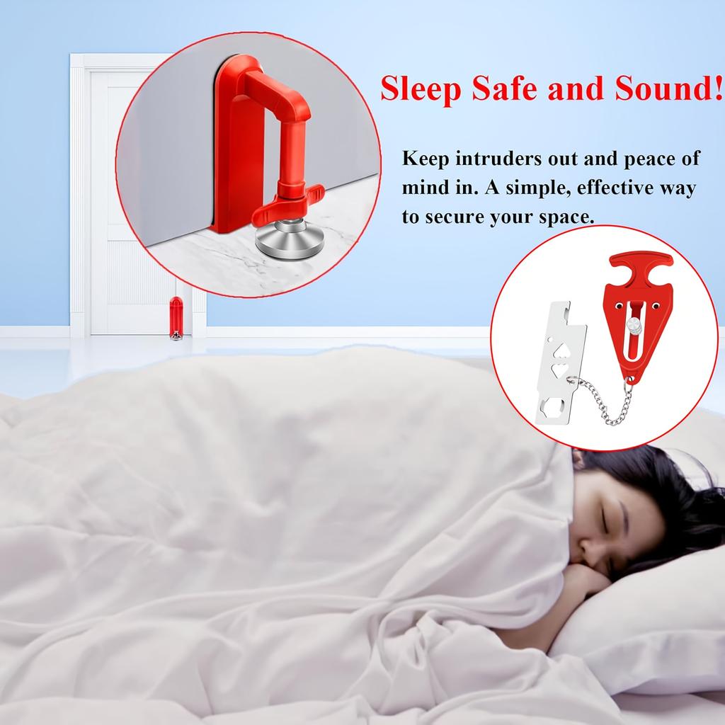 2pcs Door Stoppers Security, Portable Door Lock,Hotel Room Apartment Safet, Upgrade Portable Door Lock,Sleep with Peace of Mind