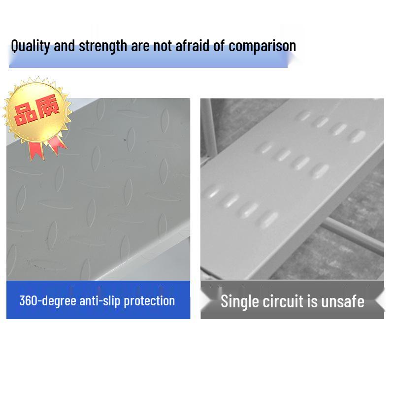 Wheeled Mobile Ladder with Guardrail, Anti-slip Platform for Safe Warehouse Stocking