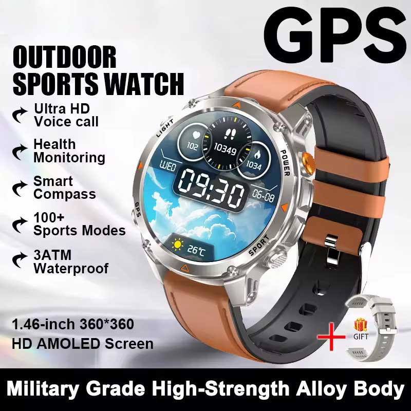 2026 New GPS Map Navigation Smart Watch Men Women Amoled Screen 3ATM Waterproof Sport SmartWatch Compass NFC BT Call Watches Men