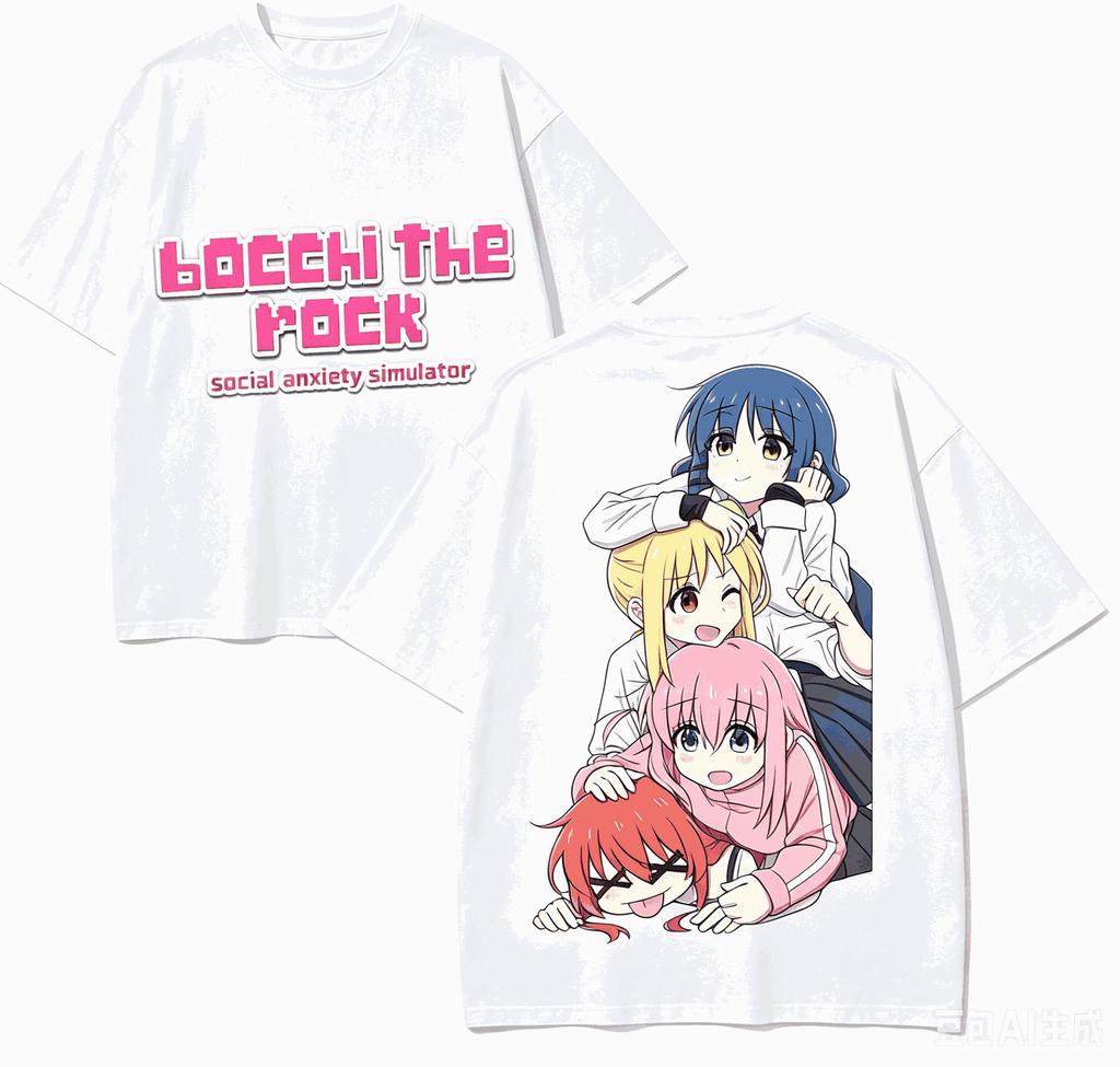 Bocchi The Rock Anime Lover TShirt Harajuku Cotton NewModel Oversized Unisex High Street Retro Fashion Couples Comfortable