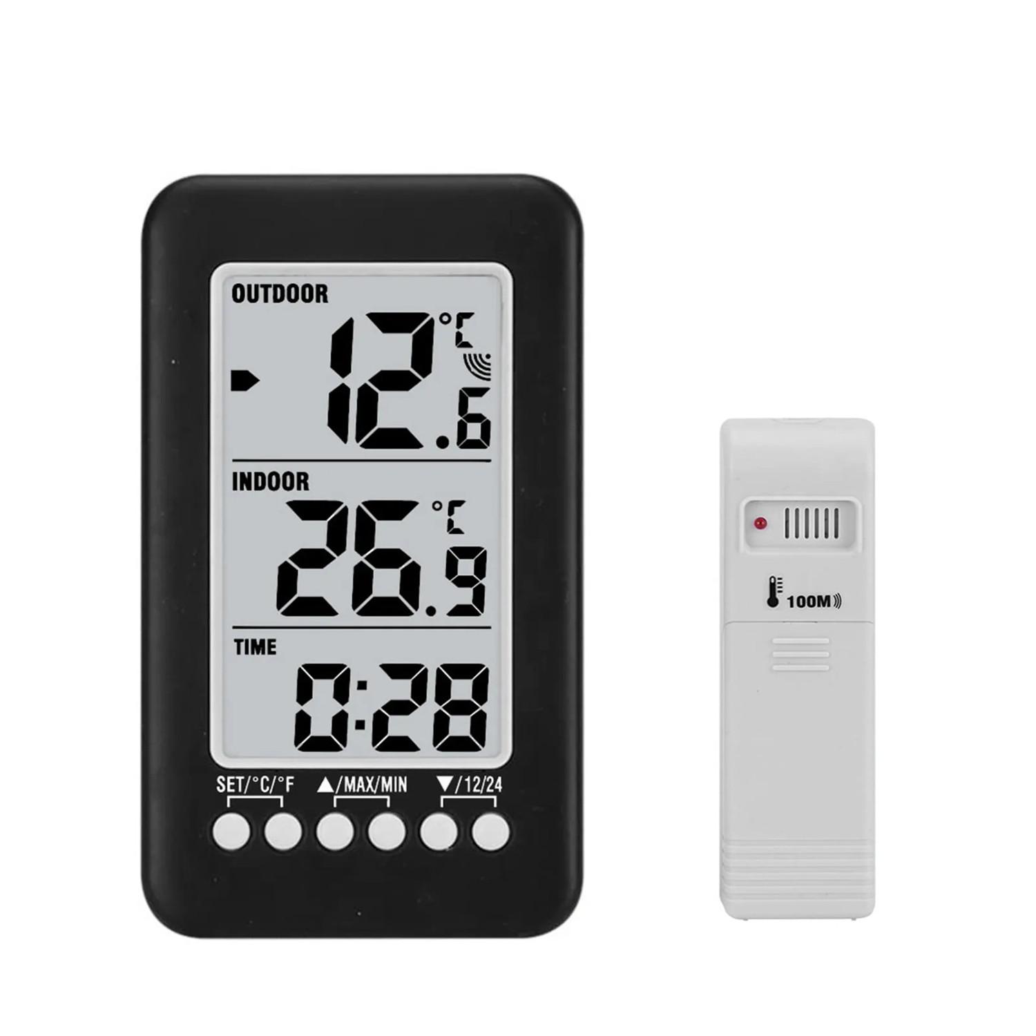 

Wireless LCD Digital Thermometer with Electronic Sensor for Indoor/Outdoor, Black, Includes 1 Indoor Screen & 1 External Sensor чёрный