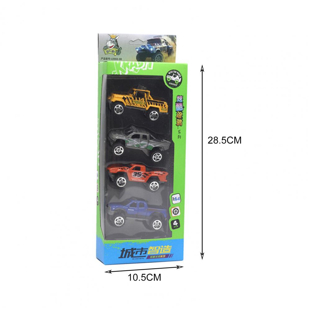 Giocattolo di camioncino in scala 1/64, 4 pezzi, modello di veicolo fuoristrada, giocattolo da corsa realistico in lega per kit di modelli di auto