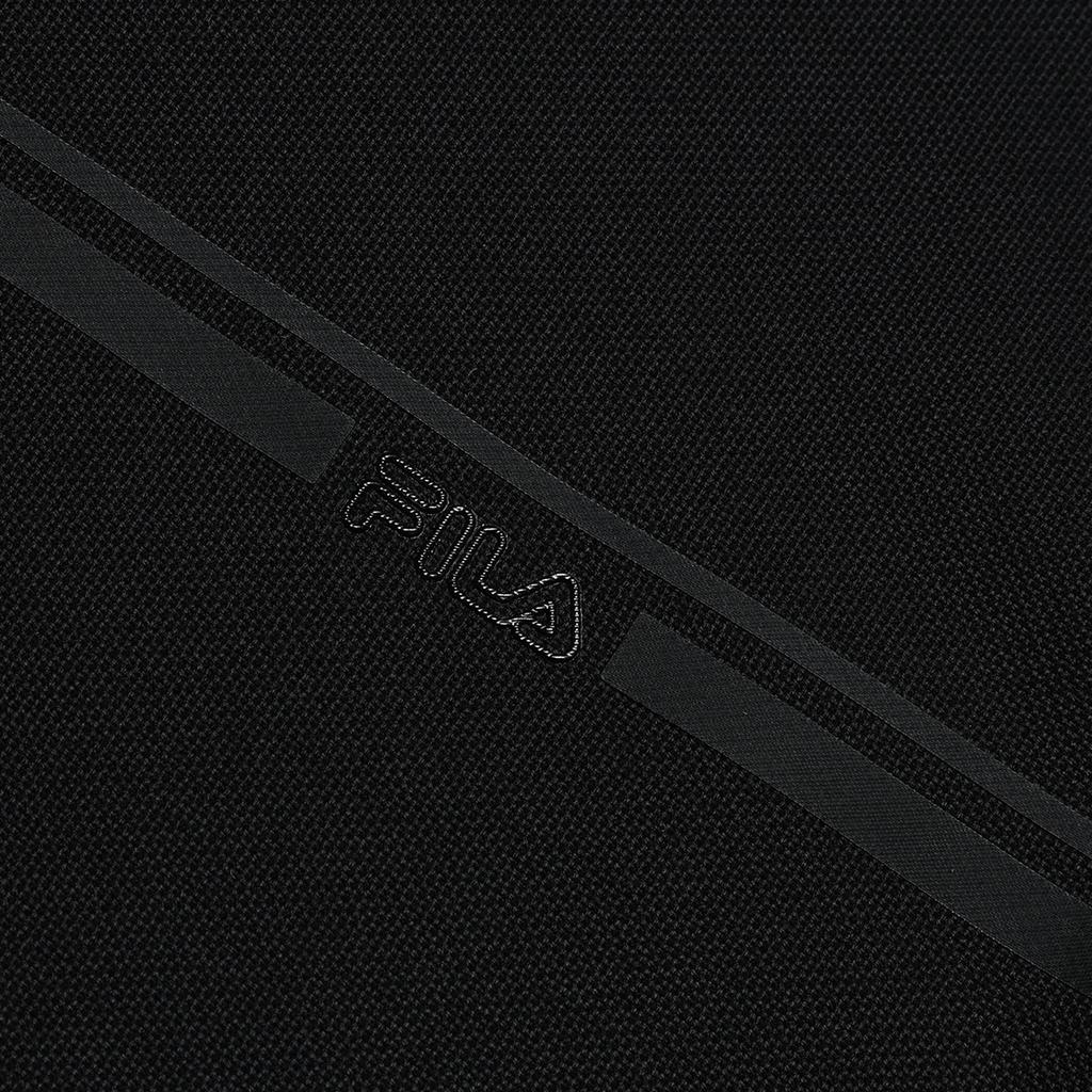 Fila Einfarbige lässige Strick-Poloshirts Herren Oberteile Schwarz F11M332102A-BK