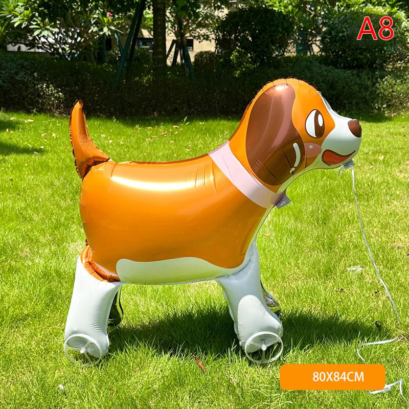 4D Tecknad Folieballonger Elefant Stå Gående Ballong Med Hjul För Barn Födelsedagsfest Dekoration Babyshower