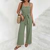 TikTok Europe 2026 Summer Strappy Waist-Cinched Sleeveless Long Jumpsuit for Women