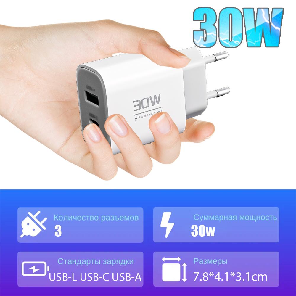 30W USB Type C Travel Charger For iPhone iPad Samsung Xiaomi Tablet Laptop Universal USB-C Fast Charging Chargers EU/US/UK Plug
