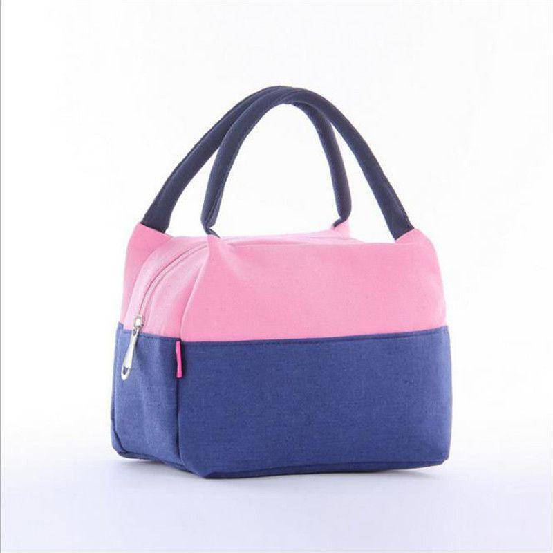 

Ланч Холщовая Сумка Пикник Офис Школа Герметичная Ручка Портативная Вместимость Большая розовый