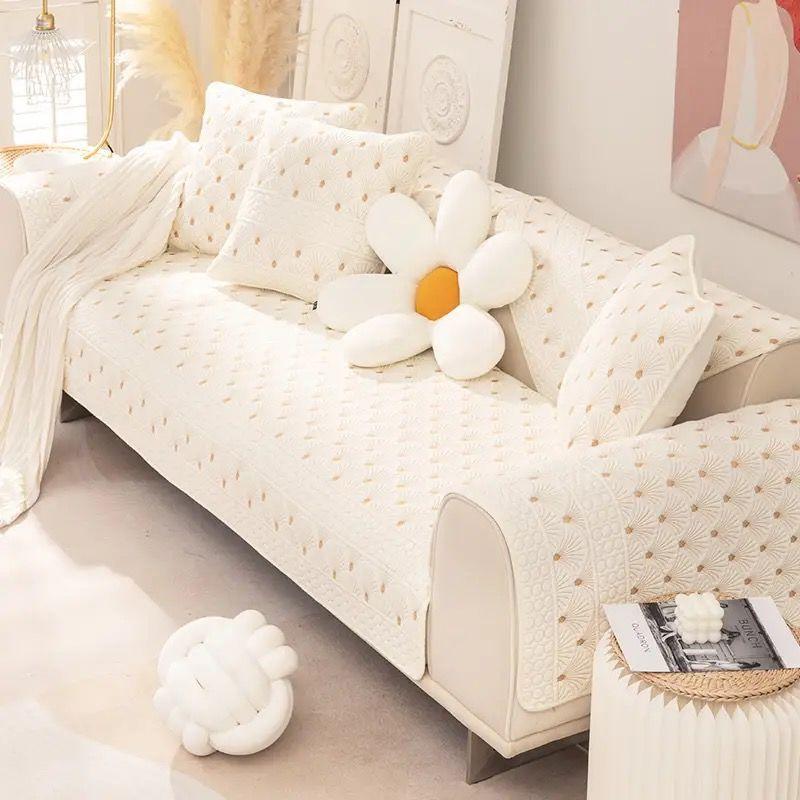 

New Double-Sided Pure Cotton Sofa Cushion, Four-Season Universal Seat Cushion, Simple And Modern Non-Slip Cover Towel, Nordic Cushion 70*70cm