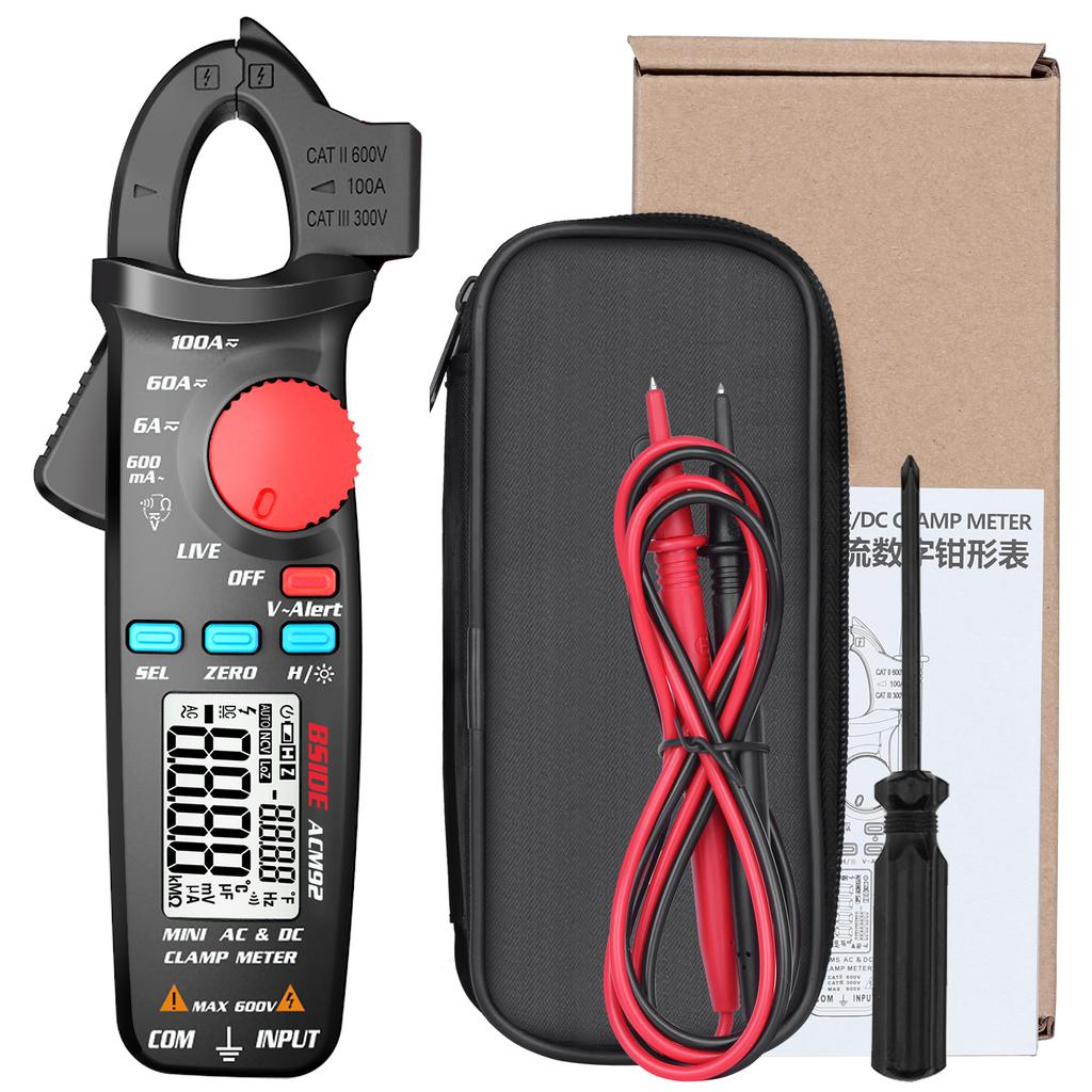 BSIDE ACM92 LCD Digital Clamp Meter 6000 Counts True RMS AC DC Multimeter Auto Range Mini Handheld Universal Meter