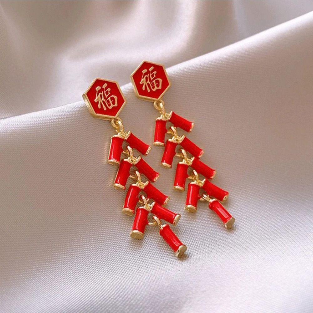 Good Luck New Year Earrings Zinc Zinc Alloy Jewelry Accessories Chinese Style Earrings Earring Pendant