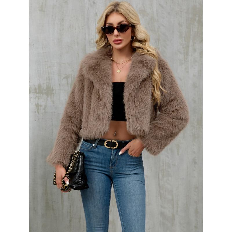New Autumn and Winter Women's Plush Short Jacket Imitation Fur Jacket Suit Collar Jacket Outside