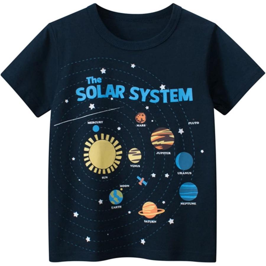 Boys T Shirt Planet Graphic Tees Kids Toddler Short Sleeve Cotton Crewneck Shirt Cartoon Casual Tops Cute Summer Clothes S