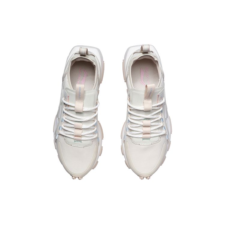Li Ning Zhi Guang Support Casual Running Shoes Women sneaker White Apricot AGCR102-1