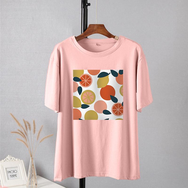 Shellsuning Casaul Kawaii Fruit Printed T Shirt Women Loose O Neck Short Sleeve Base Tees Female Simple Cotton Trendy White Tops